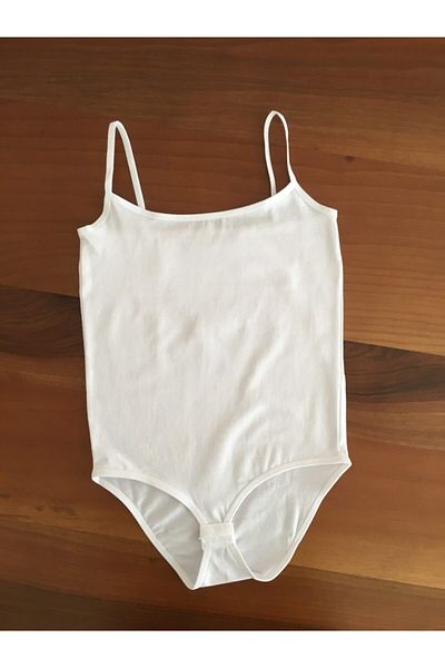 LEYNA BUTİK Girl's White Rope Strap Snap Fastener Athlete Body Pack of 12