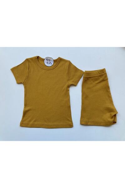 KEY KIDS Set pantaloni scurți din velur muștar 9-10 ani