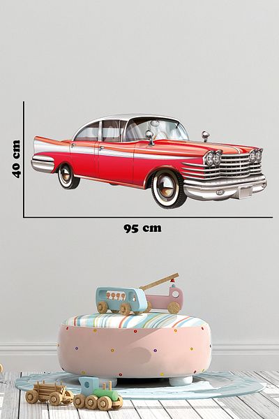 Tilki Dünyası Red Classic Car Wall Sticker