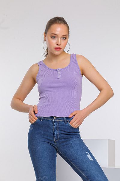 ladyzey Women's Purple Button Front Washed Camisole Athlete