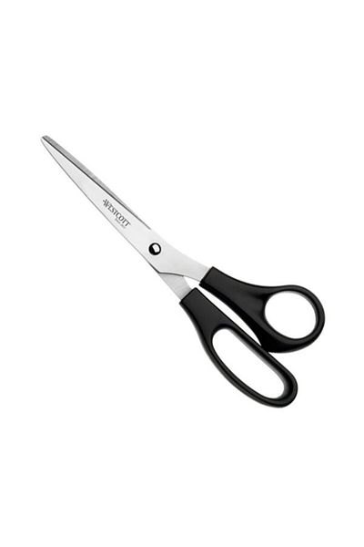 Aker Hediyelik 17X6.5Cm Black Plastic Handle Steel Scissors with Comfortable Handle - Stationery Office Scissors