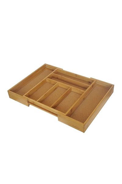 modalonga Adjustable Drawer 7 Compartment Spoon Holder Bamboo