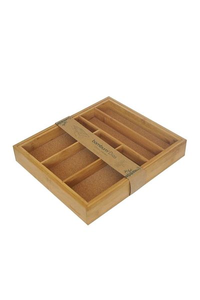 modalonga Adjustable Drawer 7 Compartment Spoon Holder Bamboo
