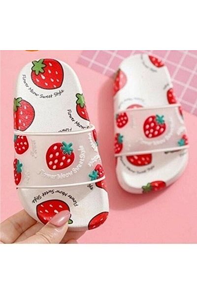 GEZER Girl's White Red Strawberry Daily Slippers Pj Gzr003555