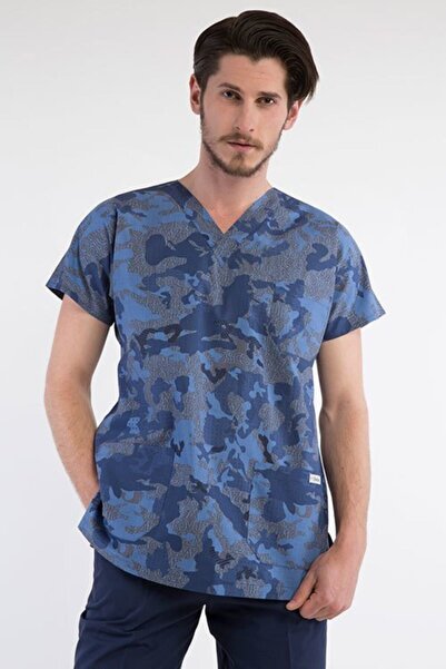 Owlet Medikal Written Camouflage Navy Blue Jersey Top