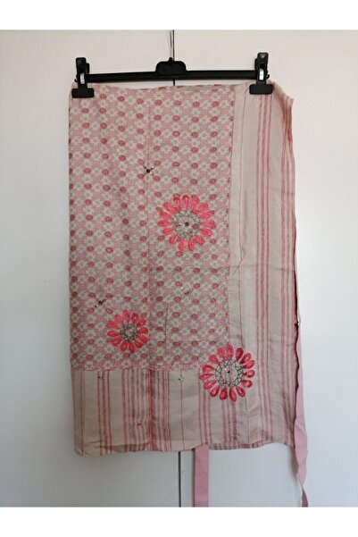 Butik Tülin Otantik Ipek Pembe Pullu Boncuklu Nakışlı Anvelop Kısa Etek