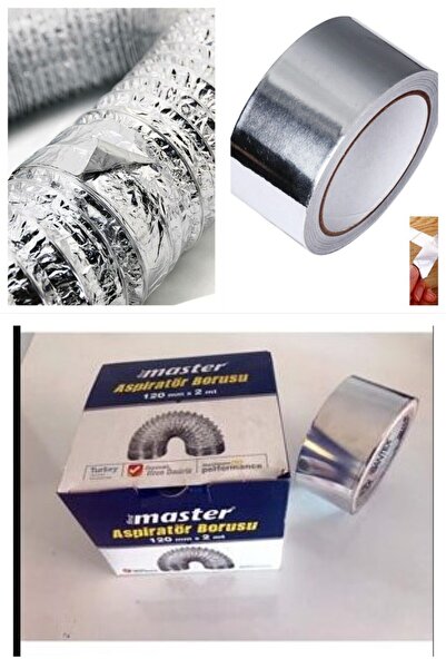 KL HOME Set Esnek Havalandırma Davlumbaz Boru Çap=120mm Boy= 200cm (+ alü Fol...