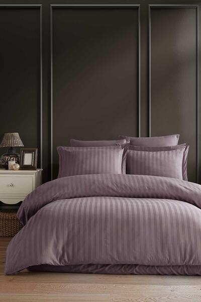 İyi Geceler İstanbul Stripe Satin Double Duvet Cover Set