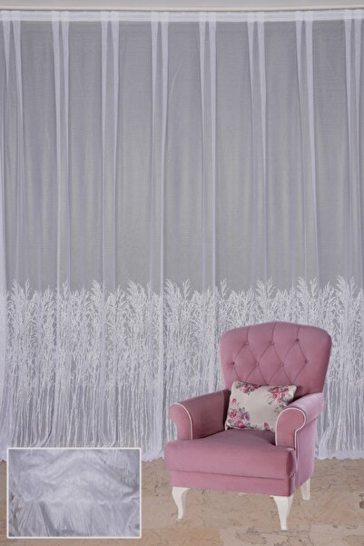 AKÇA TEKSTİL Selvi Model Off-White Color Single Wing Erected Pleated Background Curtain 300*260 cm (Package Product)