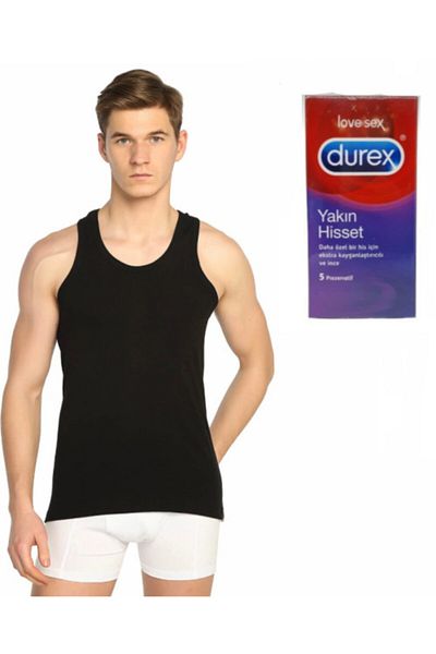 Tutku Ανδρικό γκρι αθλητικό πακέτο 3 τεμαχίων - Rib Lycra, Durex Condoms