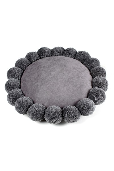 Bc Home Ponponlu Yuvarlak Kırlent - Füme