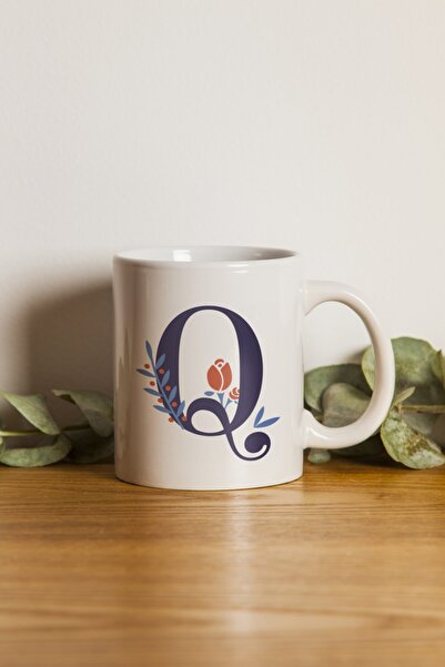 Generic Brand Porcelain - Iqra - Dark Blue Letter Q Mug Cup.