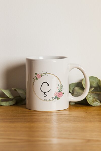 Generic Brand Porcelain - Iqra - Circle Flowered Letter C Mug. .