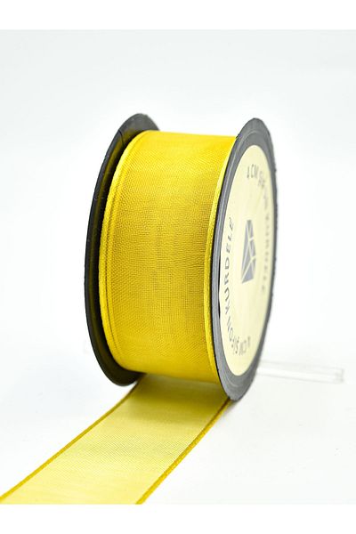 E Elmas Yellow Chiffon Ribbon 4cm-20m