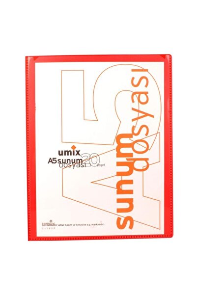 Umix Önden Cepli Sunum Dosyası (A5) (20'li ) / Kırmızı