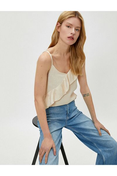 Koton Women's Ecru Frilly Undershirt