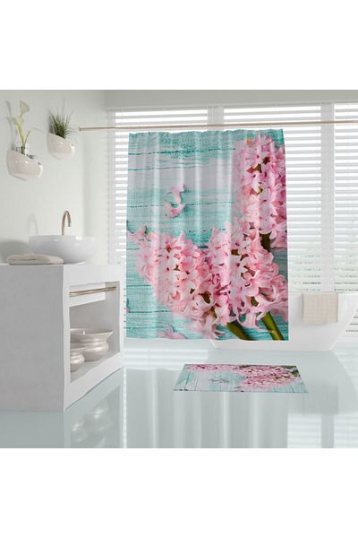 Zethome Perdeaua de baie 1x180x200 Perdeaua de dus cu o singura aripa cu inel Cadou Perdeaua de cabină de duș Liliac
