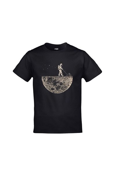 Orijin Tekstil Μαύρο μπλουζάκι Unisex Astronaut Moon Harvester