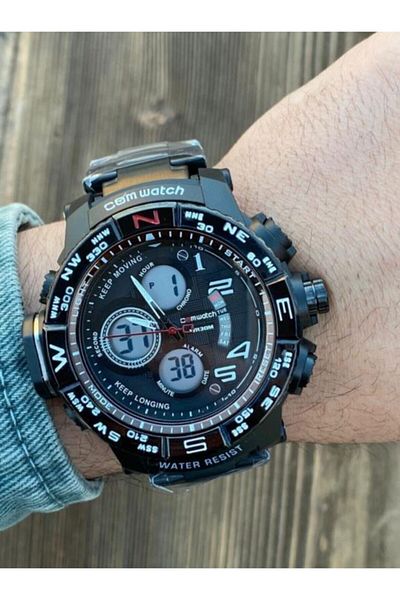 SMAEL Men's Blue Comwatch Digital and Analog Wristwatch S8182