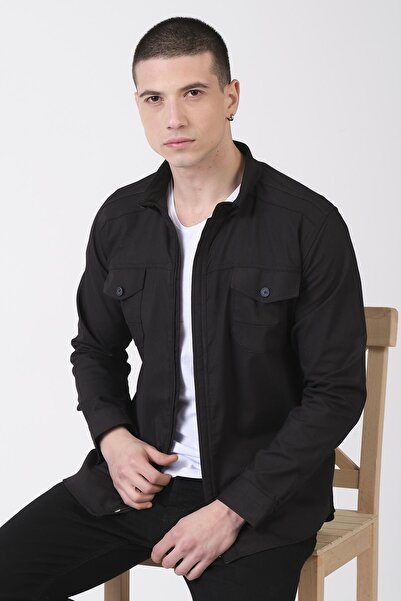 Giymoda Мъжка риза от деним с цип и редовна кройка