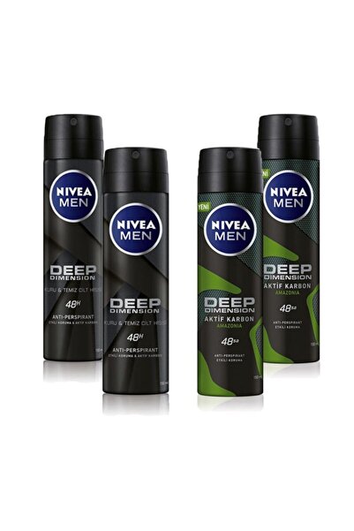 NIVEA Bay Deodorant Deep Dimension Aktif Karbon 150 Ml X 2 Adet + Deodorant B...