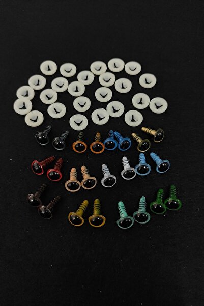 platin hediyelik 24 Adet 10 Mm Karışık Renkli Amigurumi Vidalı Göz