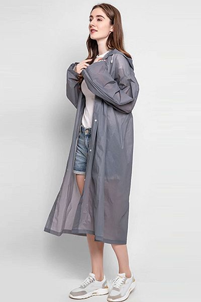 KorseShop Γκρι Unisex Eva Raincoat με κουκούλα