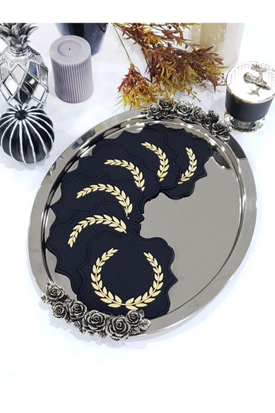 Tanem Home Wreath Pattern Embroidered Coasters, Cocktail Presentation Napkin 15x15 Cm