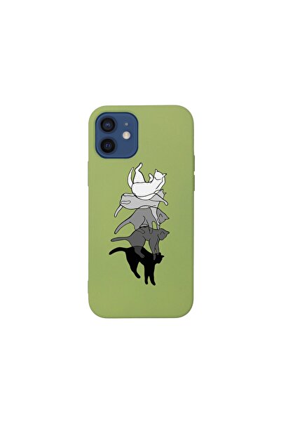 shoptocase Iphone 12 Lansman Kediler Desenli Telefon Kılıfı