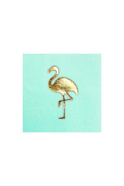 Story مناديل ورقية بطبقة واحدة من ورق الذهب بنمط الفلامنغو مقاس 24 × 24 سم مك...