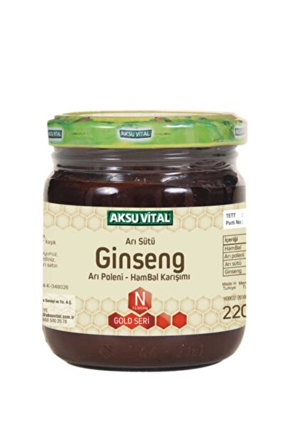 Aksu Vital Arı Sütü Ginseng Arı Poleni Ham Bal Karışımı Gold Seri 220 Gr