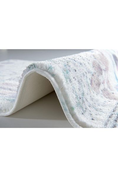 Confetti Artıchoke Flower 50X57 White Bathroom Rug