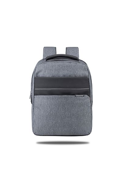 Classone Messina Bp-ms504 15.6 بوصة قماش مقاوم للماء وسحاب، كمبيوتر محمول، كمبيوتر محمول، حقيبة ظهر - رمادي