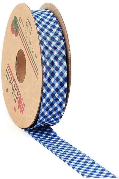 Biyelli Navy Blue καρό Πολυστρωματικό Bias Cotton Piping 2 cm Πλάτος 25 m