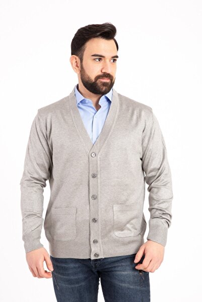 Nacar Erkek Siyah Yün Triko Örme Hırka