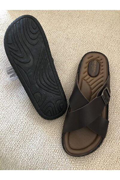 GEZER Men's Orthopedic Comfortable Sole Cross Adjustable Black Men's Slippers