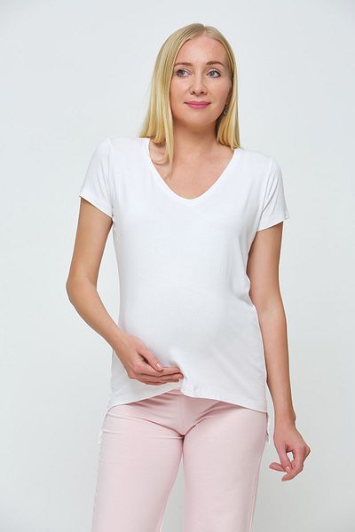 Motherway Tricou alb pentru femei gravidă cu decolteu în V