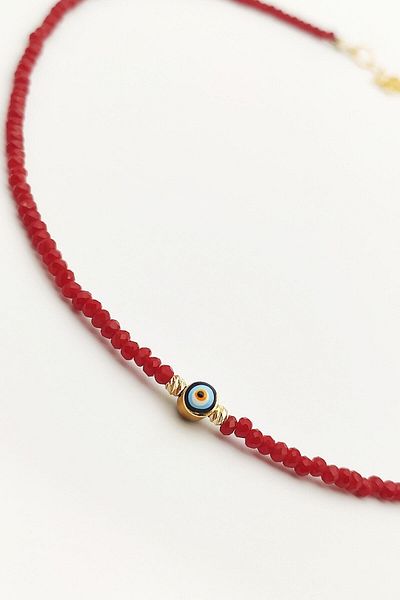 Lolita Takı Red Color Crystal Bead Necklace