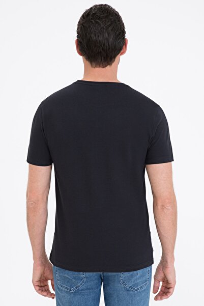 Pierre Cardin Μπλουζάκι με λαιμόκοψη σε σκούρο ανθρακί Slim Fit