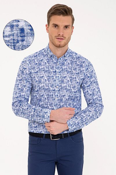 Pierre Cardin Тъмносиня прилепнала риза