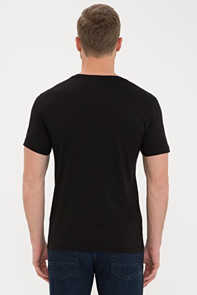 Pierre Cardin Μαύρο T-Shirt με λαιμόκοψη V Slim Fit Basic