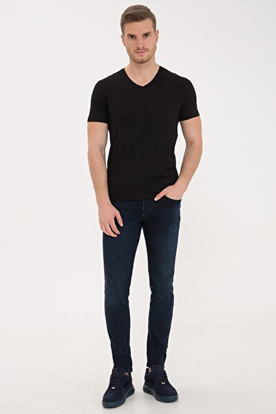 Pierre Cardin Μαύρο T-Shirt με λαιμόκοψη V Slim Fit Basic