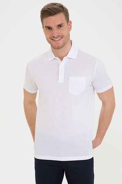 Pierre Cardin Basic Polo Neck Λευκό T-Shirt - Κανονική Εφαρμογή