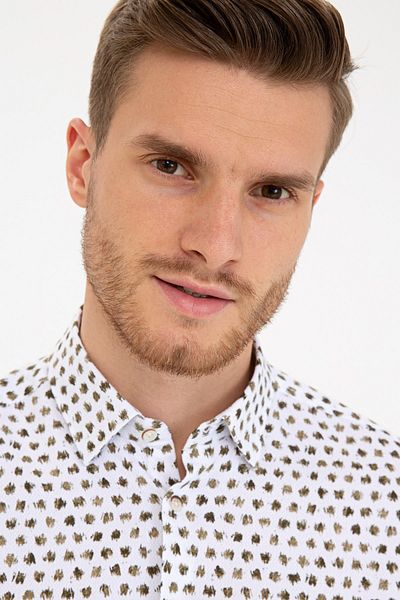 Pierre Cardin Πουκάμισο Χακί Slim Fit