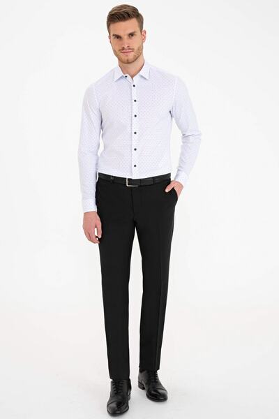 Pierre Cardin Lacivert Detaylı Beyaz Ex. Slim Fit Gömlek