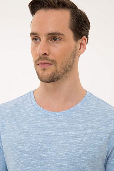 Pierre Cardin Μπλουζάκι με λαιμόκοψη μπλε Slim Fit