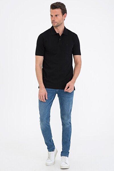 Pierre Cardin Μαύρο μπλουζάκι πόλο με κανονική εφαρμογή