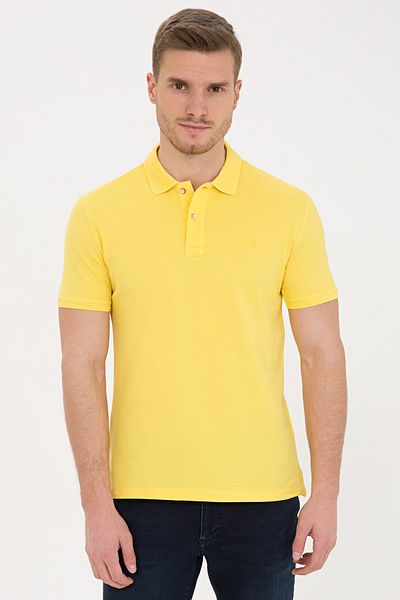 Pierre Cardin Κίτρινο μπλουζάκι με λαιμόκοψη Basic Polo Slim Fit