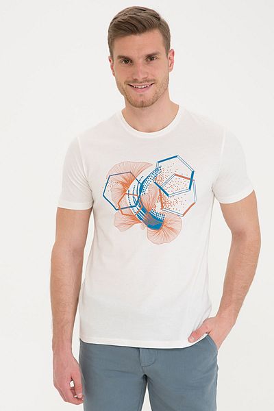 Pierre Cardin T-Shirt Ecru Slim Fit Crew Neck