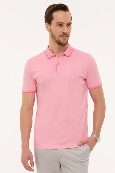 Pierre Cardin Ροζ Slim Fit Polo T-Shirt με λαιμόκοψη